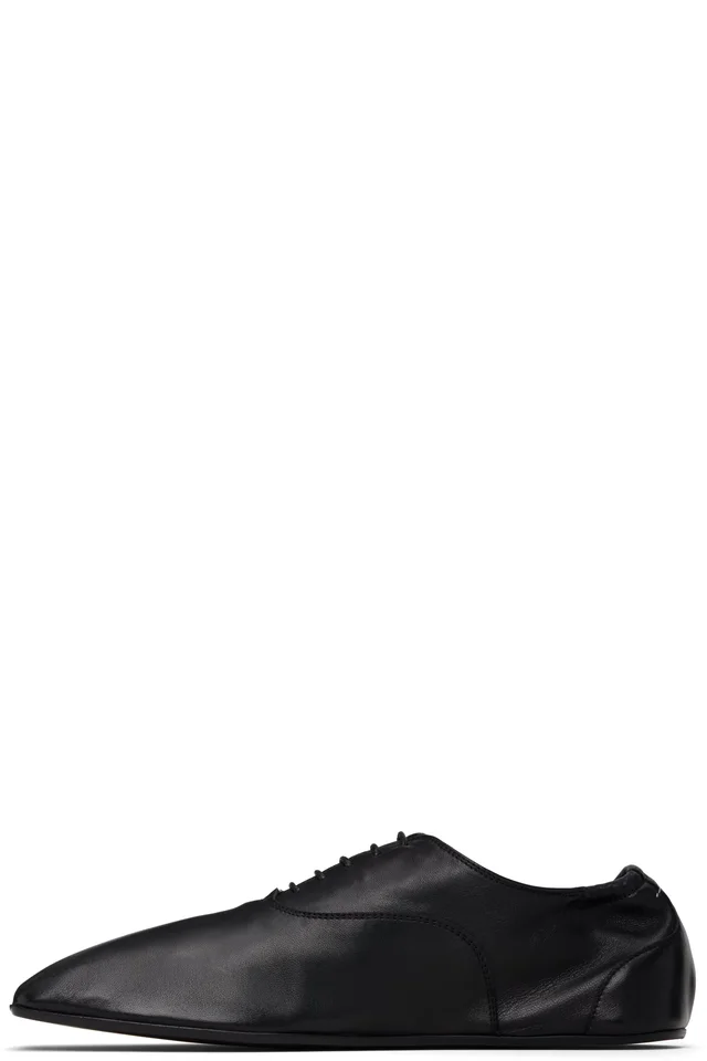 MM6 Maison Margiela Black Leather Oxfords, photo 3 of 5 from SSENSE