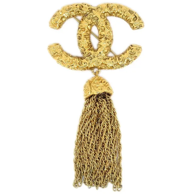 Chanel 1993 Florentine Filigree Tassel Brooch Small from AMORE Vintage Tokyo