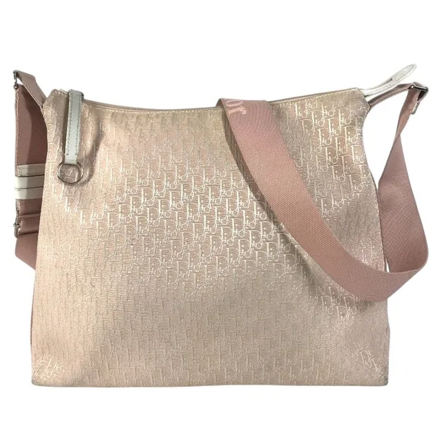Dior Shoulder Bag Trotter Logo Canvas Leather Pink in Pink Canvas from The Reluxe