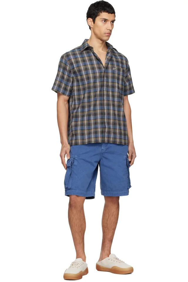 ERL Gray & Blue Check Short Sleeve Shirt, photo 4 of 4 from SSENSE