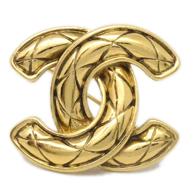 Chanel 1986-1994 Quilted CC Brooch Small 1153 from AMORE Vintage Tokyo