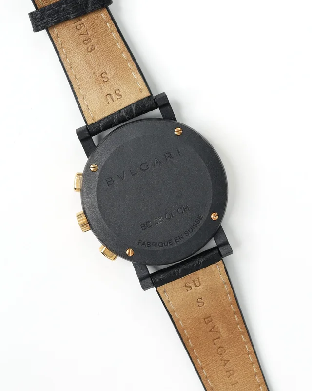 Bvlgari Carbon Gold Genève 38mm Ref BB38CLCH Full Set Watch in Gold Leather from A Retro Tale, photo 6 of 8
