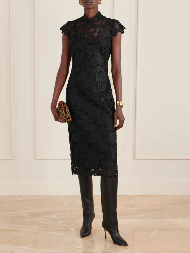 STAUD Rosaline guipure lace midi dress in Black, photo 2 of 2 from NET-A-PORTER (Canada)