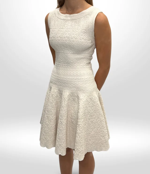 Alaïa Creme Patterned Mini Dress from Revivre Luxury Consignment