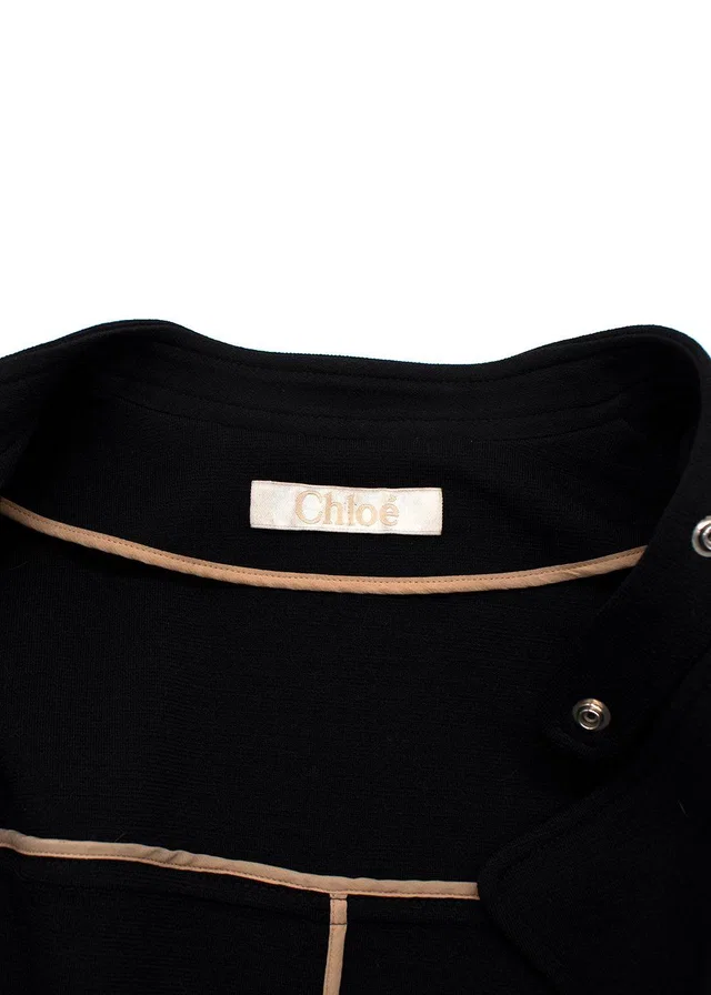Chloé Black Virgin Wool Peplum Biker Jacket in Black Wool from HEWI