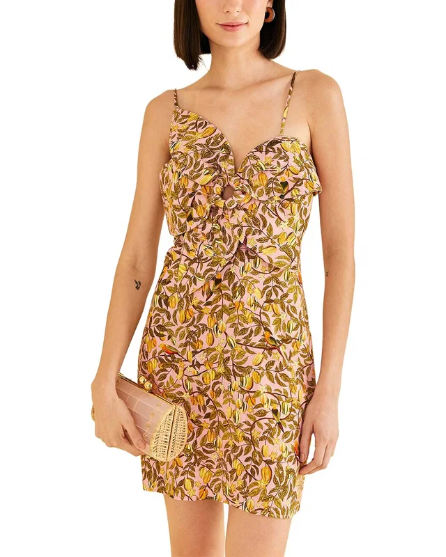 FARM Rio Linen-Blend Star Fruit Light Pink Flower Mini Dress, image 1 of 1 from Gilt