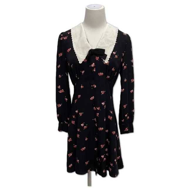 Miu Miu Heart Print Collared Silk Dress size 38 in Silk from Luxury Promise