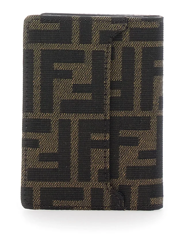 Fendi Brown Card Holder with Logo on Front and FF All Over FF Motif in Fabric Man in Brown 100% Fabric, photo 7 of 10 from Gaudenzi Boutique