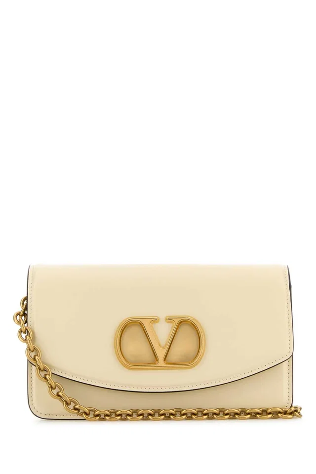 Valentino Garavani Clutch Shoulder Bag — Beige Calf Leather - Bos Taurus in Beige Calfskin from HEWI