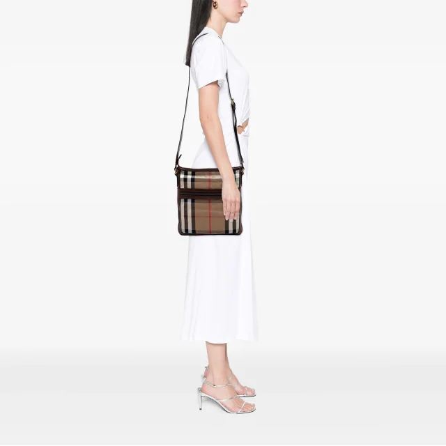 Beige Burberry Exploded Check Canvas Crossbody in Beige Canvas from Designer Revival, photo 6 of 6