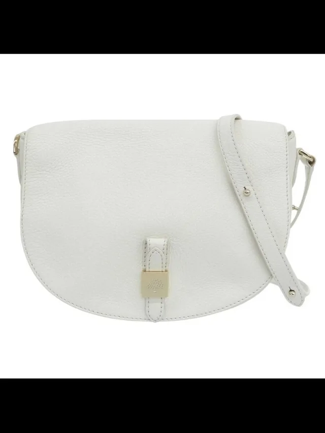 Mulberry White Pebbled Leather Saddle Crossbody Bag With Gold Lock in white|gold Leather from Poshmark