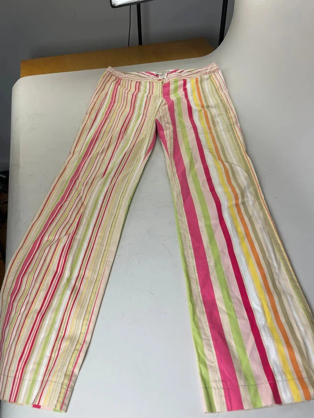 Etro Vintage Striped Cotton Trousers Pink Yellow Green 1XL, Women's (Size 32) in multicolor from Grailed