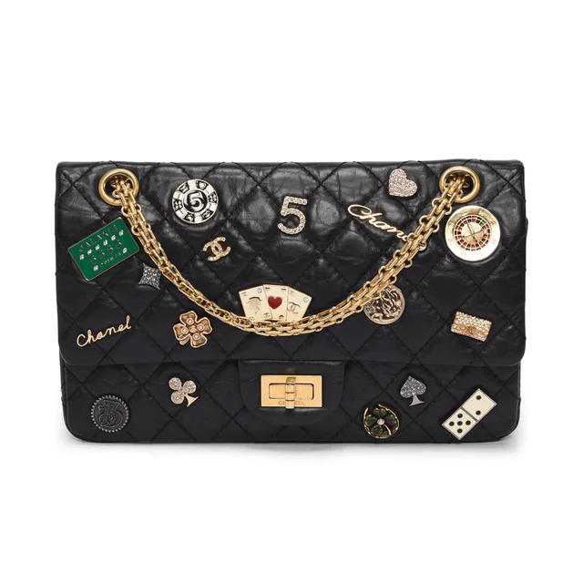 Chanel Quilted Calfskin Casino Lucky Charms Re-Issue Flap Bag in Black Calfskin from Blue Spinach