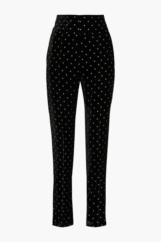 Alexandre Vauthier Glittered Polka-Dot Velvet Tapered Pants in Black from THE OUTNET, photo 1 of 1