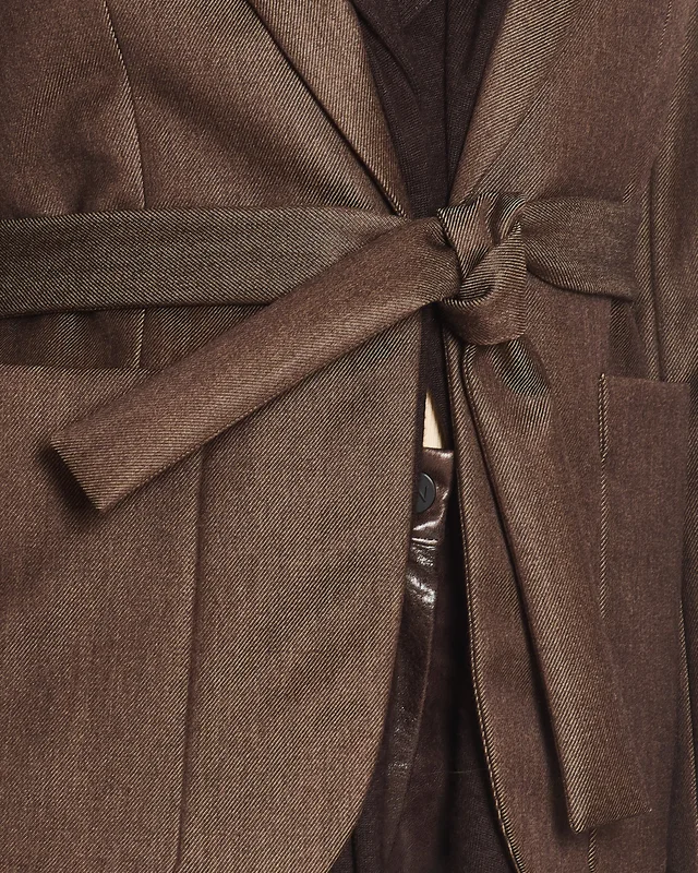 HOT* Hermès Chocolate Brown Wool Blazer with Cashmere Insert Scarf & Belt Detail Size FR 36… in Brown Cashmere from Sellier, photo 7 of 7