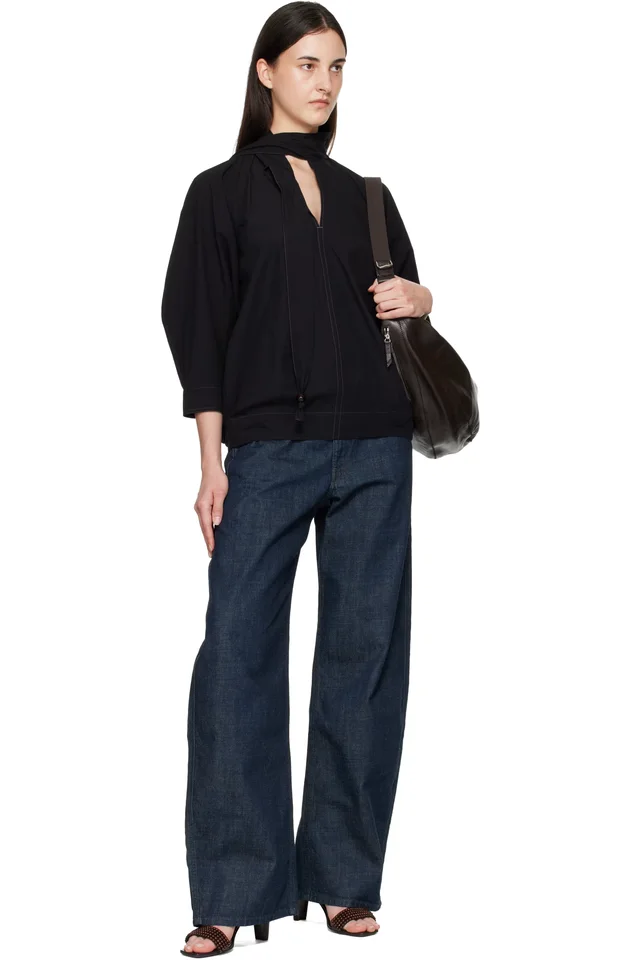 LEMAIRE Black Scarf Blouse, photo 4 of 4 from SSENSE
