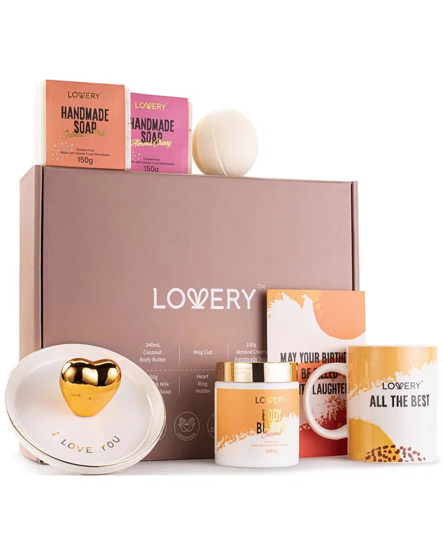 Lovery Happy Birthday Personalized Gift Box, 8pc Unique Self Care Relaxing Spa, image 1 of 1 from Rue La La