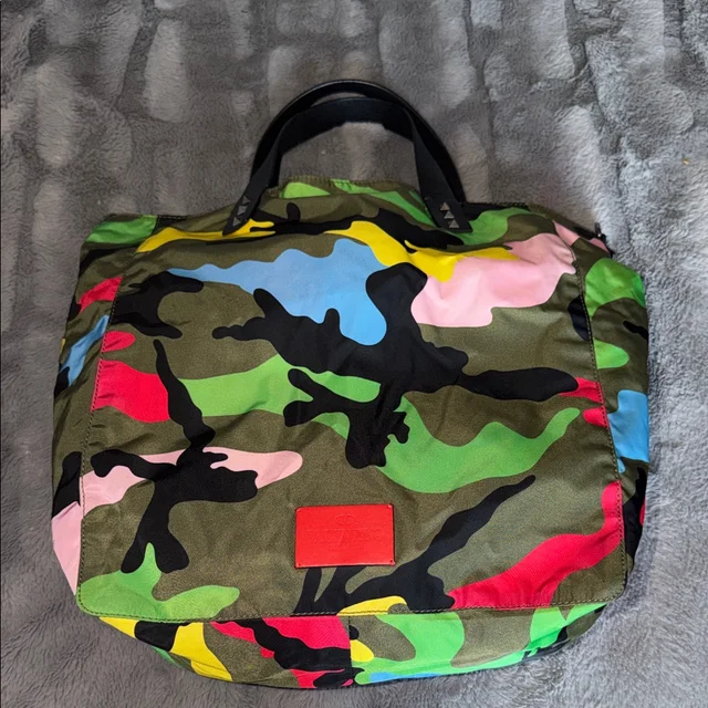 Valentino Garavani Rockstud Camouflage Tote Bag 12.5”X14” Excellent Con in green|pink Nylon from Poshmark
