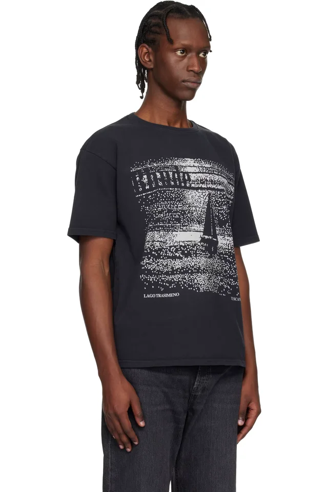 Rhude Black 'Lago Trasimeno' T-shirt, photo 2 of 4 from SSENSE