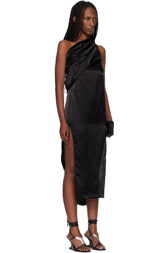 Rick Owens Black Temple Athena Arrowhead Midi Dress, photo 2 of 4 from SSENSE
