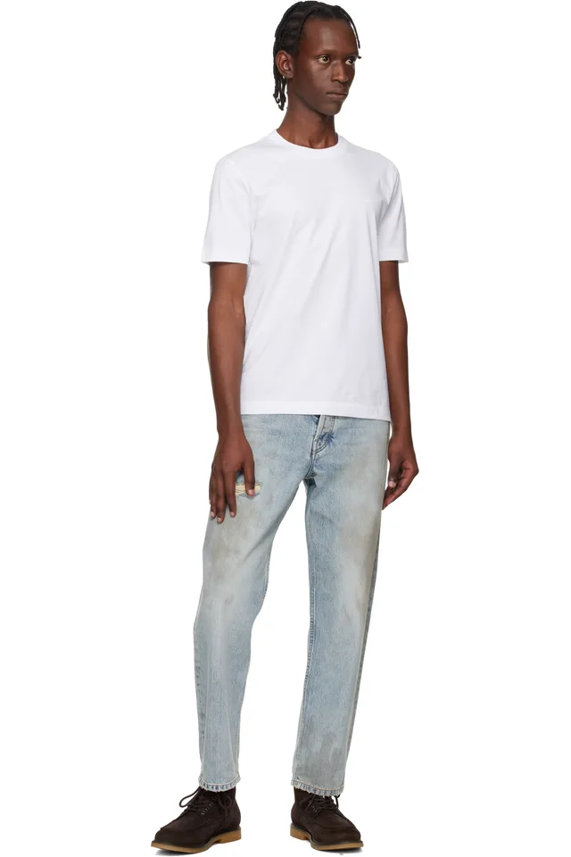 BOSS White Logo Detail Cotton-Jersey T-shirt, photo 4 of 4 from SSENSE