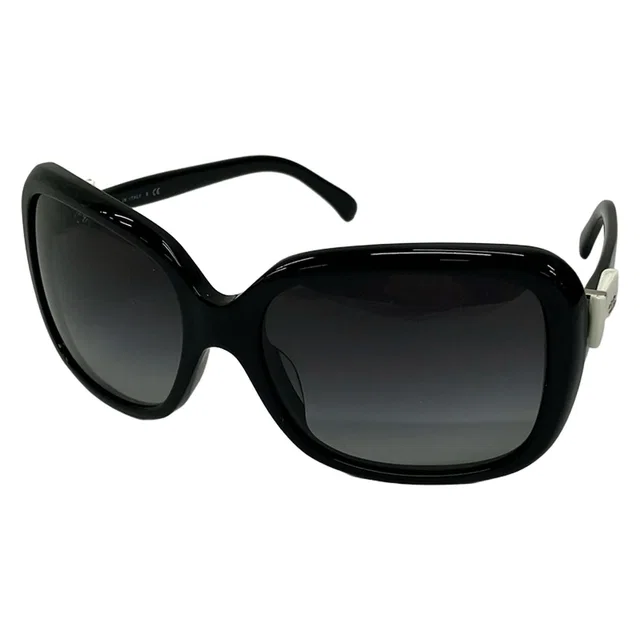 Chanel Sunglasses Black White Ribbon CC Logo Eyewear in Black from The Reluxe