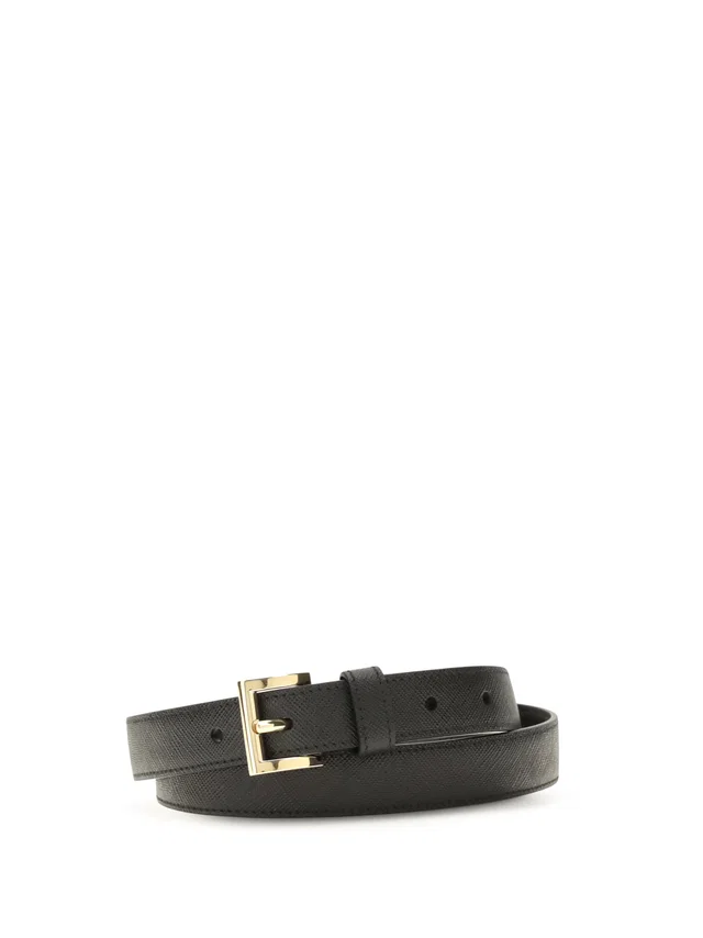 Prada Saffiano Leather Belt — Black Calf in Black Saffiano leather from HEWI