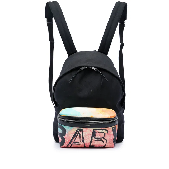 Black Saint Laurent Canvas Hunting Baby City Backpack in Black Canvas from Designer Revival
