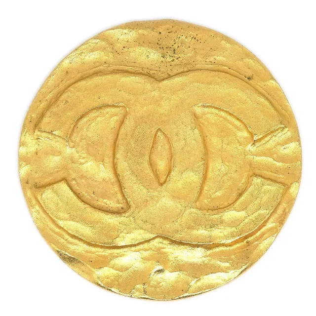 Chanel 1994 Round Brooch Pin Gold in Gold from AMORE Vintage Tokyo