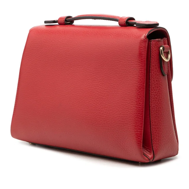 Red Gucci Small Dollar Calf Interlocking G Satchel in Red Leather from Designer Revival, photo 2 of 2