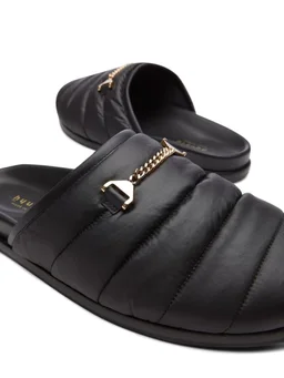 Hyusto Wide Band Slide Sandals in 80% Polyester, 20% Calf, photo 6 of 6 from LUISAVIAROMA