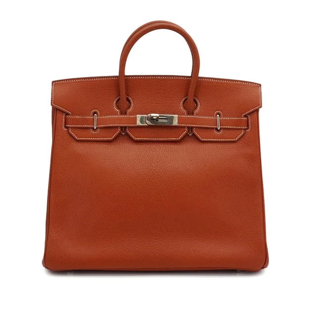 Hermès Haut A Courroies 32 Brique Chevre Hand Bag 2006 Square J Palladium Hardware in Goatskin from Luxury Promise, photo 11 of 11