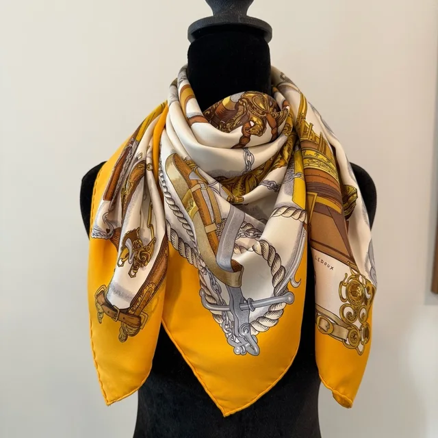 Hermès Herms Nautical Themed Silk Scarf in blue|gold Silk from Poshmark, photo 9 of 15