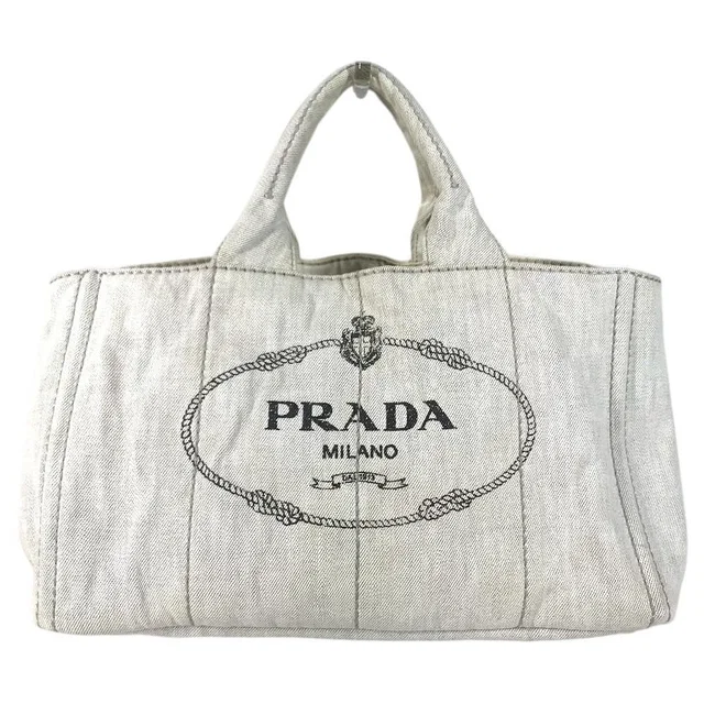 Prada Handbag Canapa Logo Cotton White in White from The Reluxe