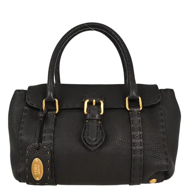 Fendi Black Selleria Mini Linda Handbag in Black Leather from AMORE Vintage Tokyo