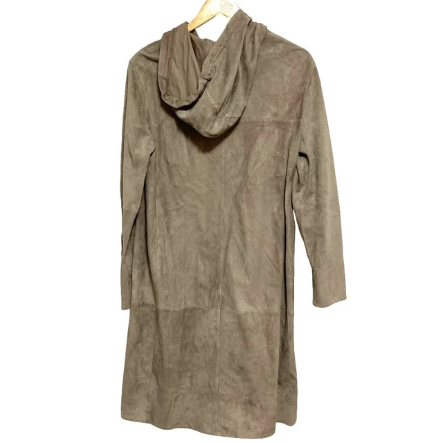'S Max Mara Leather Hooded Long Coat in Leather from LuxUness, photo 2 of 3