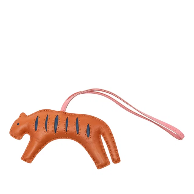 Brown Hermès Milo Lambskin RooRoo Tiger Bag Charm MM Key Chain in Brown Lambskin from Designer Revival