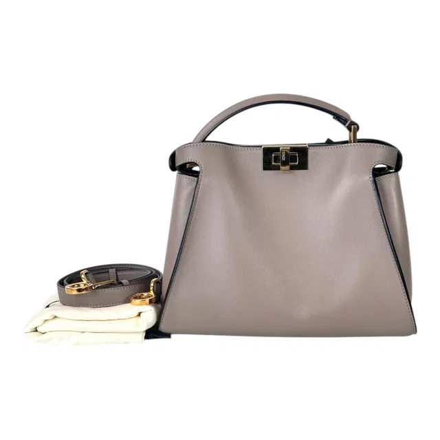 Fendi Small Taupe Peekaboo Bag with Strap in Taupe from Luxury Promise