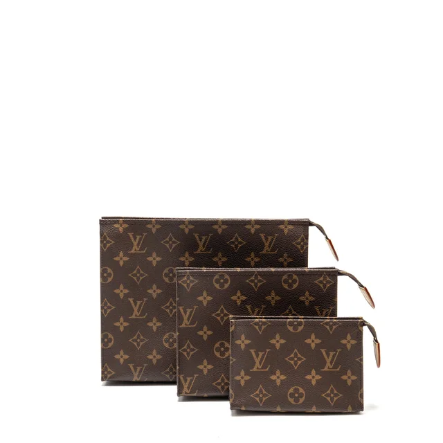 Louis Vuitton Trio Toilet Pouch Monogram Canvas GHW in Coated canvas from EMIER
