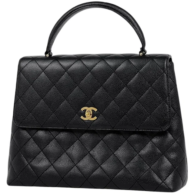 Chanel Handbag CC Logo Quilted Caviar Leather in Caviar leather from The Reluxe