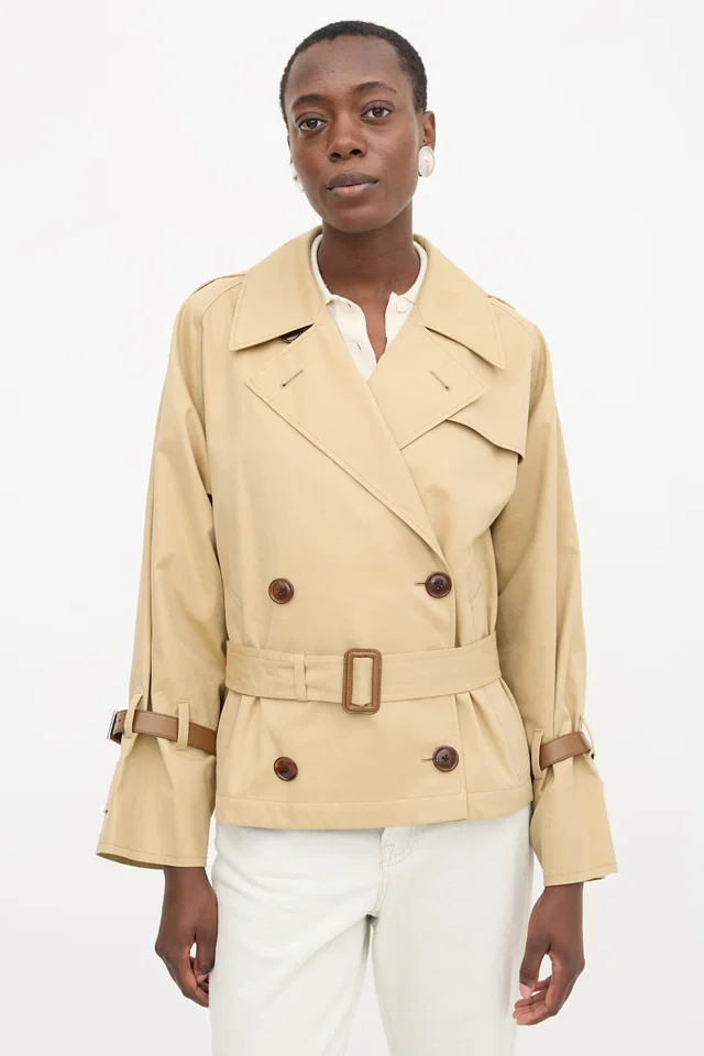Prada FW 2024 Cropped Trench Coat in Calfskin from VSP Consignment