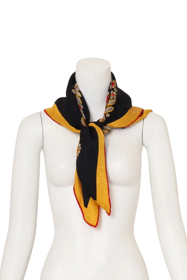 Cartier Ornate Jeweled Bow Print Scarf in Silk from Recess LA, photo 2 of 2