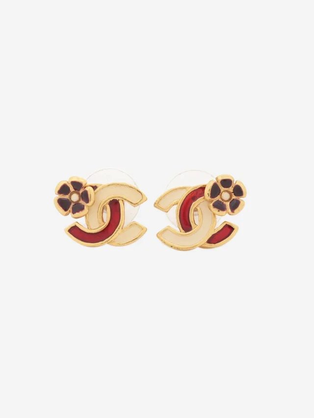 Chanel Gold Coco Mark Camelia 03P earrings in Gold from Sign of the Times