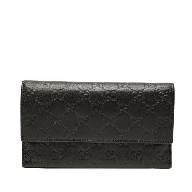 Black Gucci Guccissima Long Wallet in Black Leather from Designer Revival
