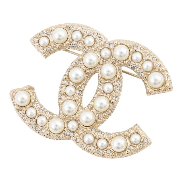 Chanel Brooch CC Logo Faux Pearl from The Reluxe