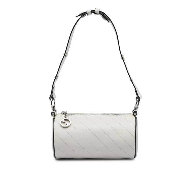 White Gucci Mini Calfskin Blondie Barrel Shoulder Bag in White Calfskin from Designer Revival
