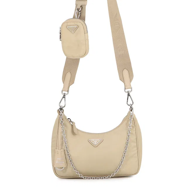 Prada 2WAY Shoulder Bag Beige1BH204 Nylon Leather in Nylon from GALLERY RARE