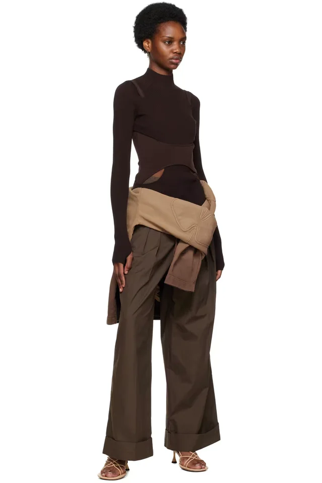 Dion Lee Brown & Taupe Padded Sunfade Hoodie, photo 4 of 4 from SSENSE