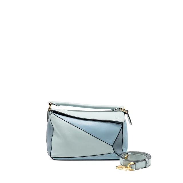 Loewe Small Puzzle Bag Calfskin Blue/ Multicolour GHW in Blue Calfskin from EMIER
