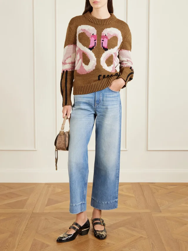 CHLOÉ Intarsia wool sweater in Brown, photo 2 of 2 from NET-A-PORTER (Canada)